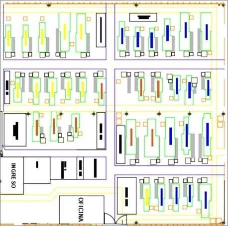 Projeto de layout industrial - desenho em escala